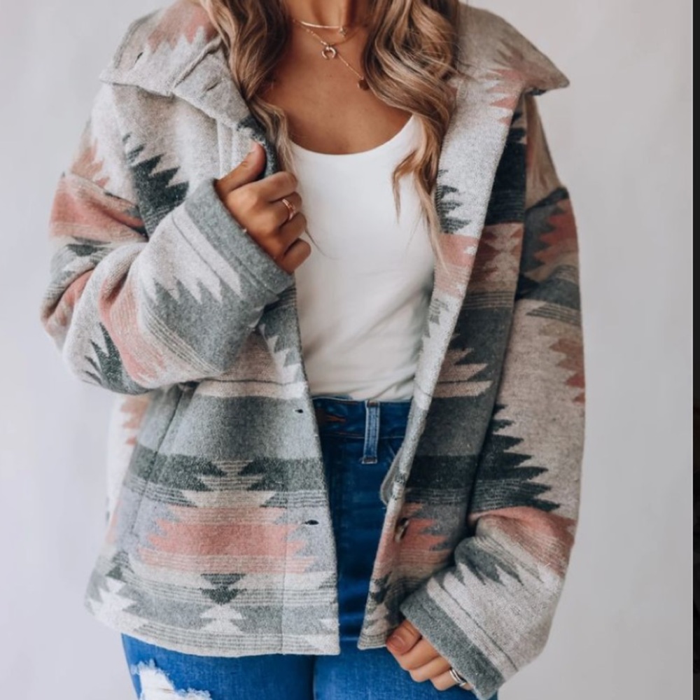 Last S New Soft Bohemian Comfy Aztec Southwest Pattern lightweight Jacket - Picture 6 of 10